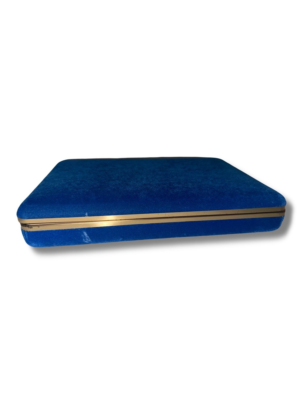Vtg Blue Velvet Jewelry Case